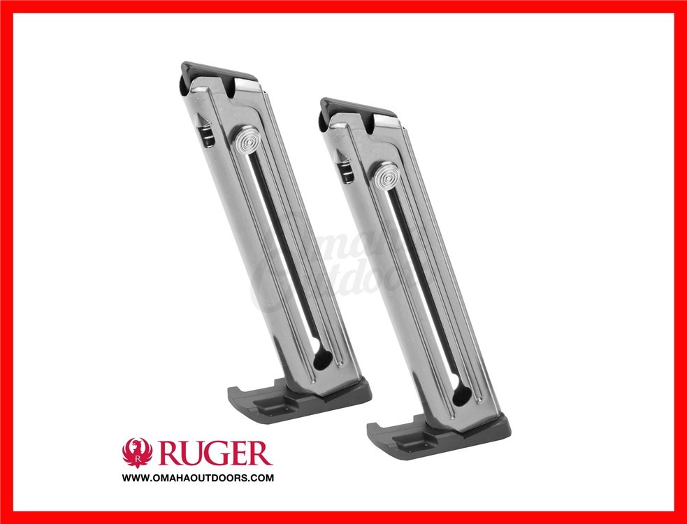 Ruger Mark IV 22 45 Nickel Plated Magazine 2 Pack 90646-img-0