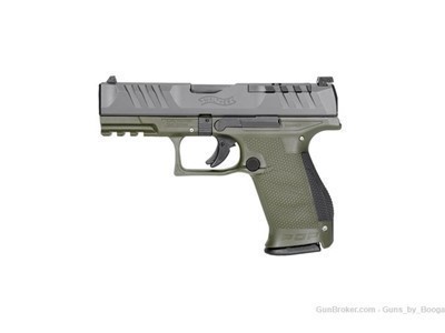 WALTHER PDP 9MM COMPACT 4" BLACK/GREEN, OPTIC READY,  * 3 MAGS *