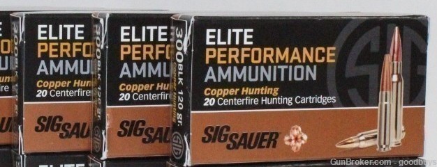 SIG 300 BLKOUT 120GR COPPER HUNTING E300H1 20 3 BOXES 60 ROUNDS AMMO-img-0