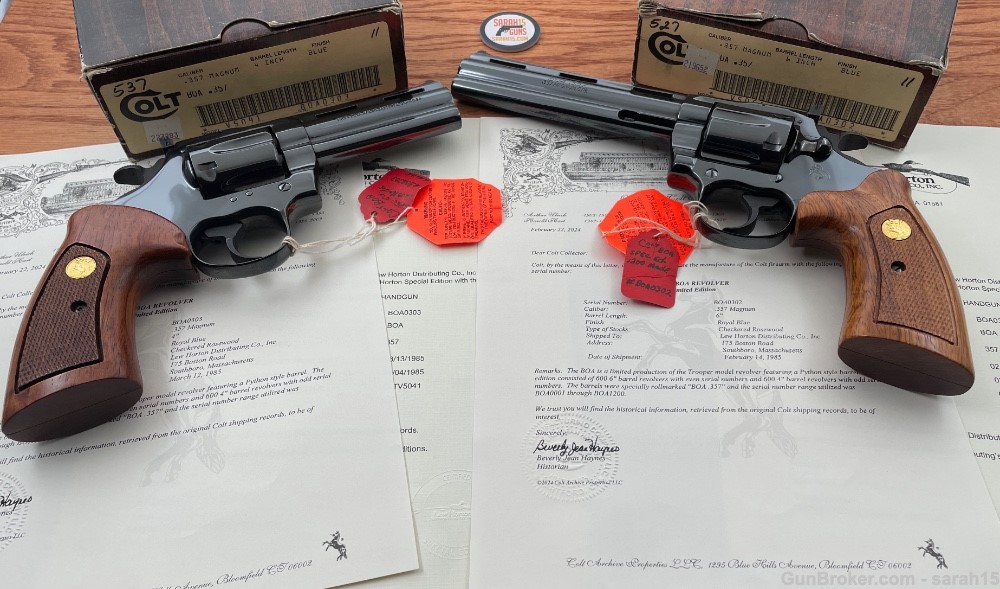 Colt BOA CONSECUTIVE SERIAL SET Lew Horton 1985 Factory Test Fired ONLY WOW-img-1