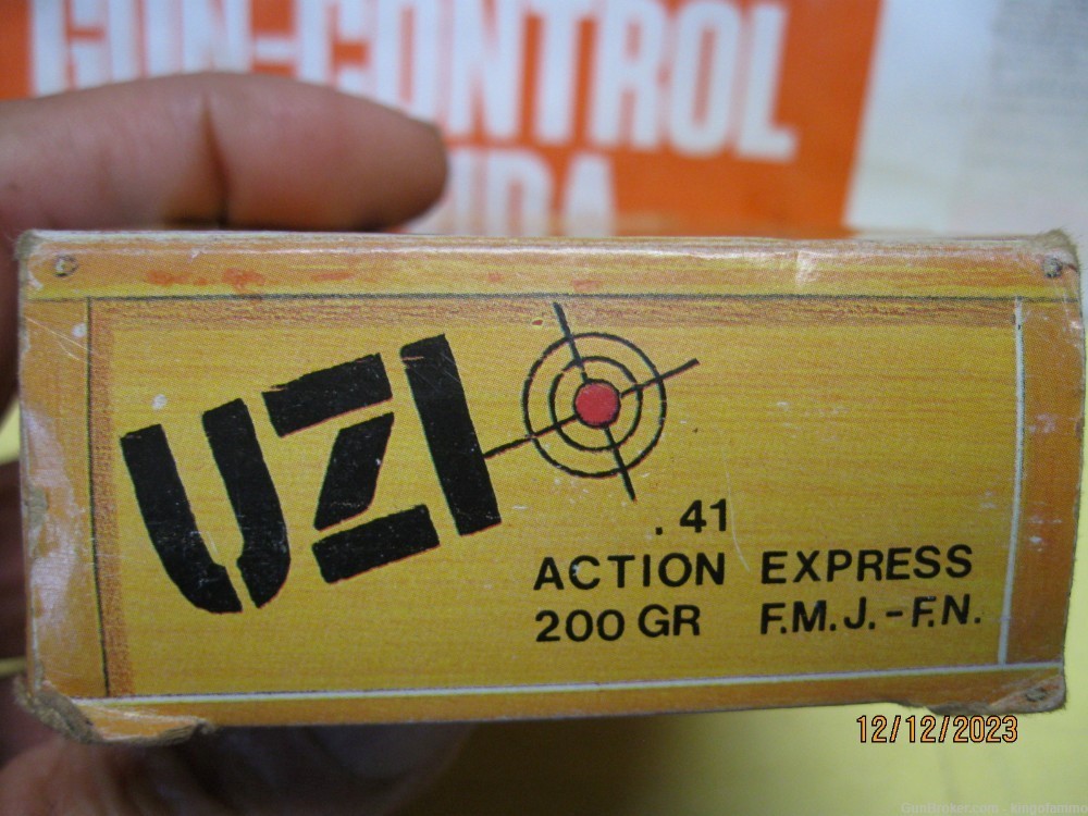 Rare Now 41 ACTION EXPRESS Bx rd UZI .41 AE Ammo 200gr FMJ; brass avail too-img-1