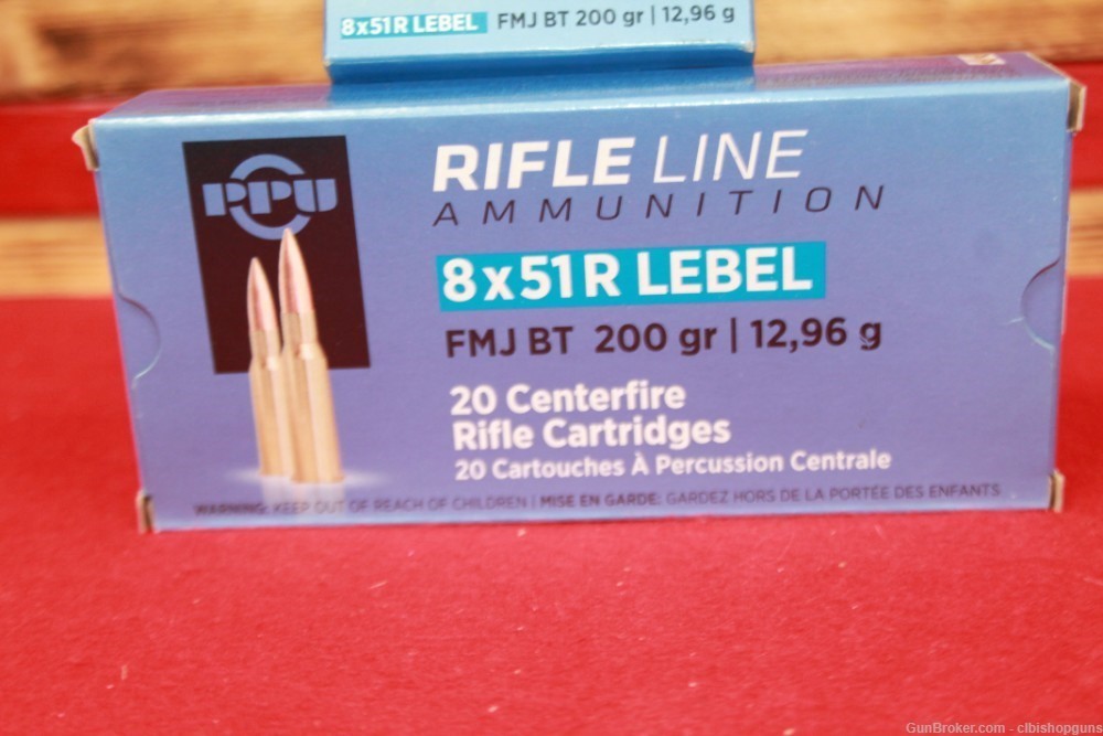 PPU Rifle Line 8X51R Lebel FMJ BT 200 grain/ 12,96 g 2BOXES 40RNDS Ammo-img-0