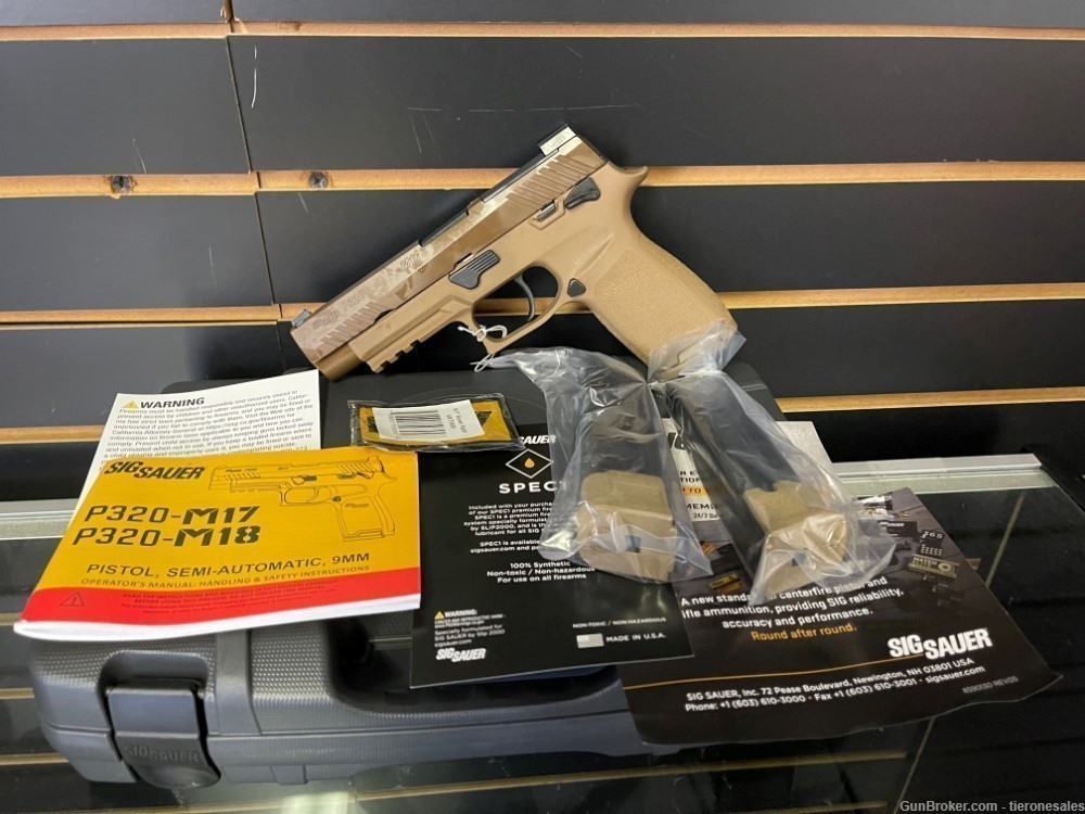 Sig Sauer M17 MS P320 FDE Pistol 17rd military adopted 9mm-contact 4 sale $-img-0