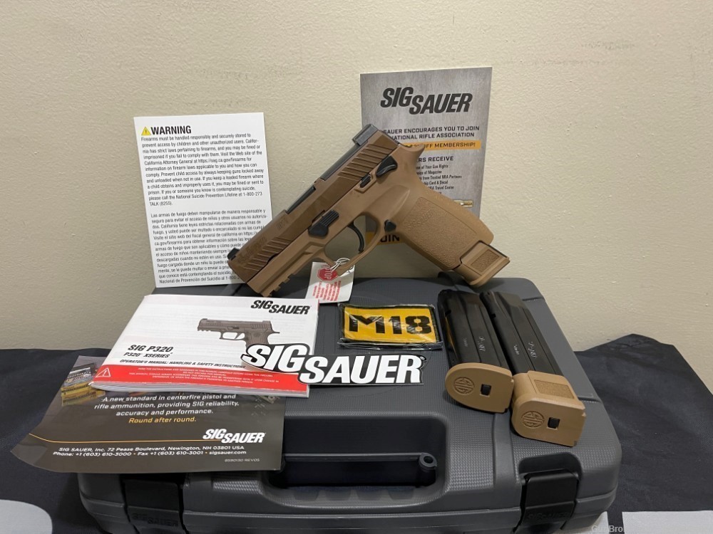 Sig Sauer M18 MS P320 FDE Pistol 21rd military adopted 9mm-contact 4 sale $-img-0