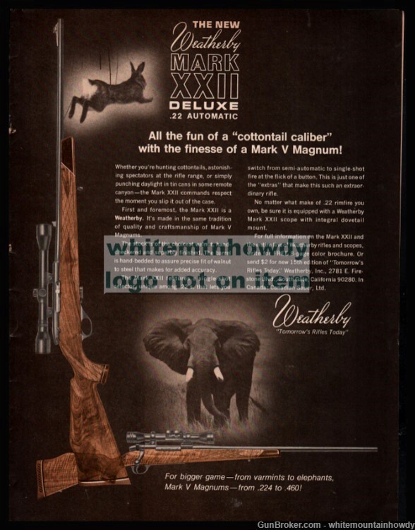 1969 WEATHERBY Mark XXII Deluxe .22 Rifle PRINT AD-img-0