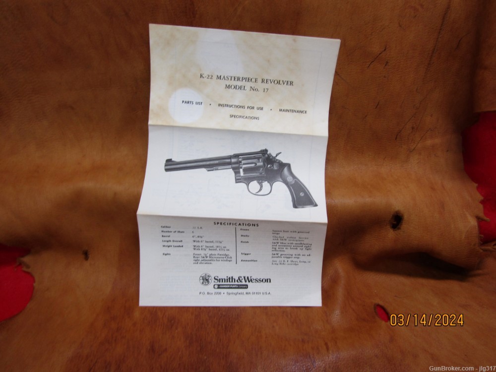 Smith & Wesson 17-5 K22 Masterpiece 22 LR 6 Shot Double Action Revolver-img-15