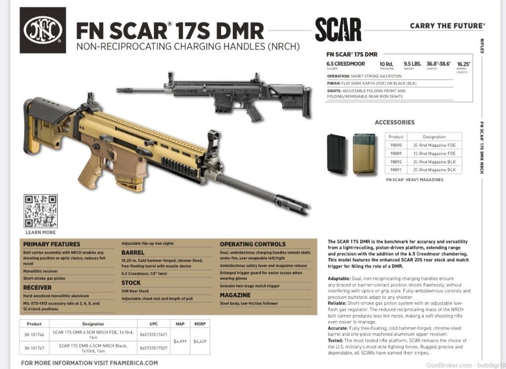 FN SCAR 17S DMR NRCH, 6.5CRD, 16" UNRELEASED 38-101747 NO CC FEES-img-4