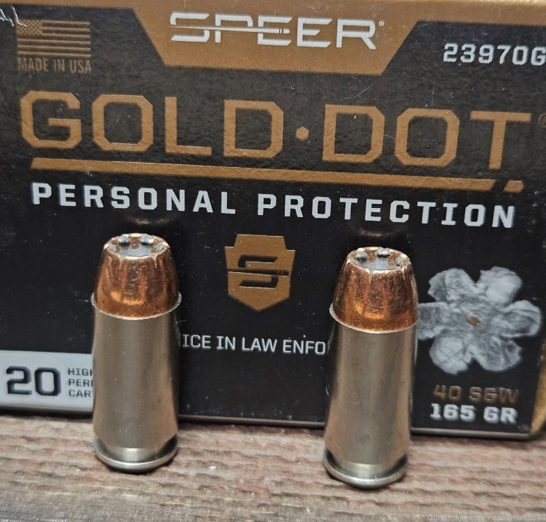Speer Gold Dot 40 Smith & Wesson 165gr HP Ammo 40 Rounds-img-2