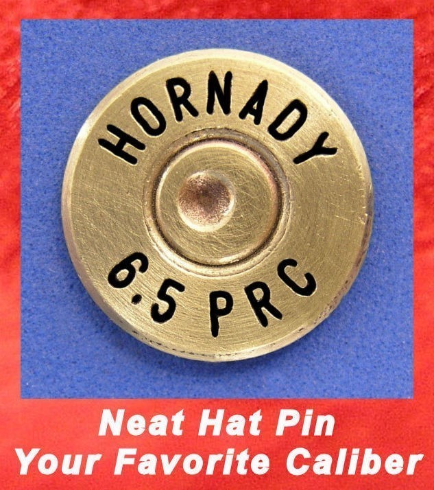 HORNADY 6.5 PRC  Brass  Cartridge Hat Pin  Tie Tac  Ammo Bullet-img-0