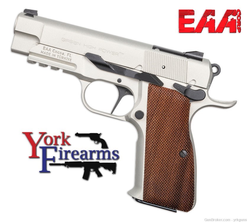 EAA Girsan High Power MCP35 PI LW OPS 9mm Silver 15RD Handgun NEW 393446-img-0