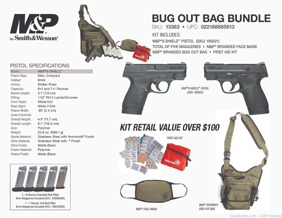 Smith & Wesson M&P9 Shield with Bug Out Bag-NEW-img-1