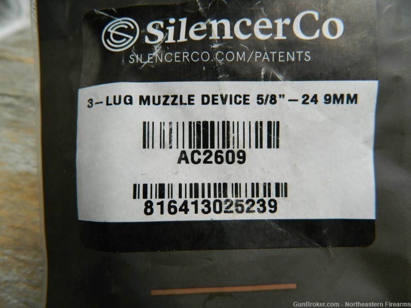 SILENCERCO 3 LUG MUZZLE DEVICE 5/8" X 24 9MM AC2609-img-1