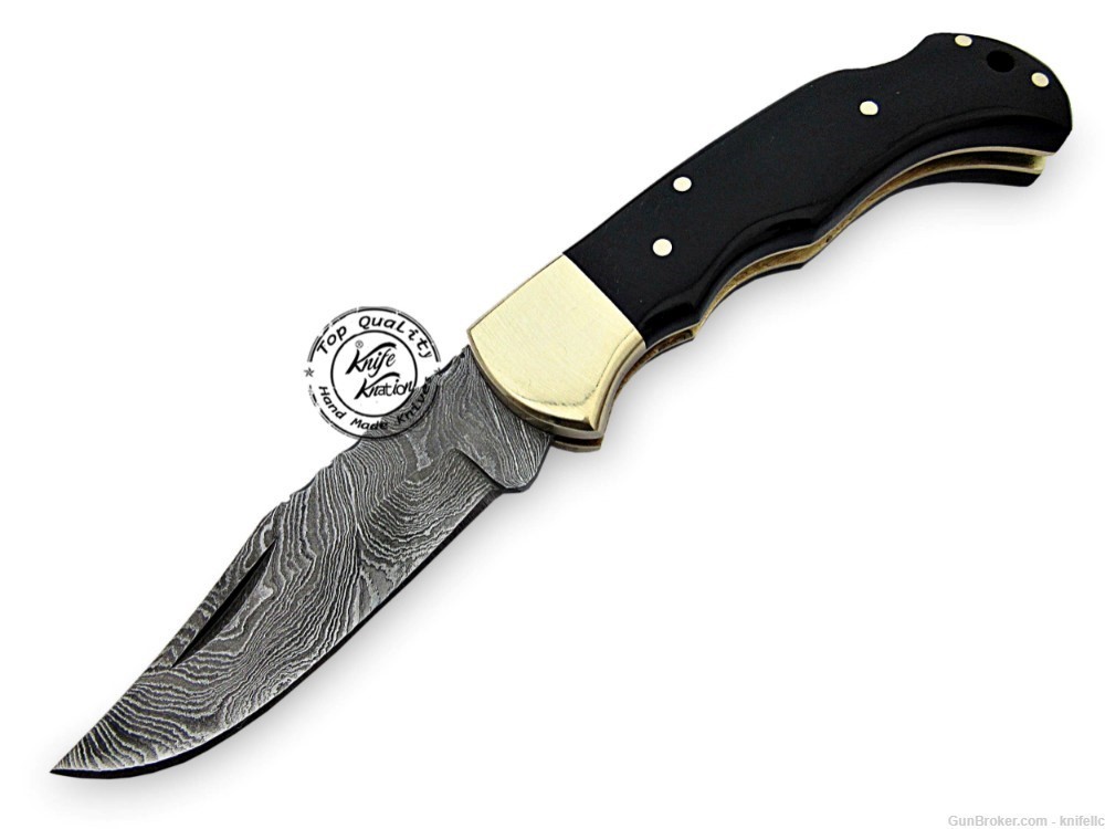 Buffalo Horn 6.5'' 100% Handmade Damascus Steel Folding Pocket Knife -img-1