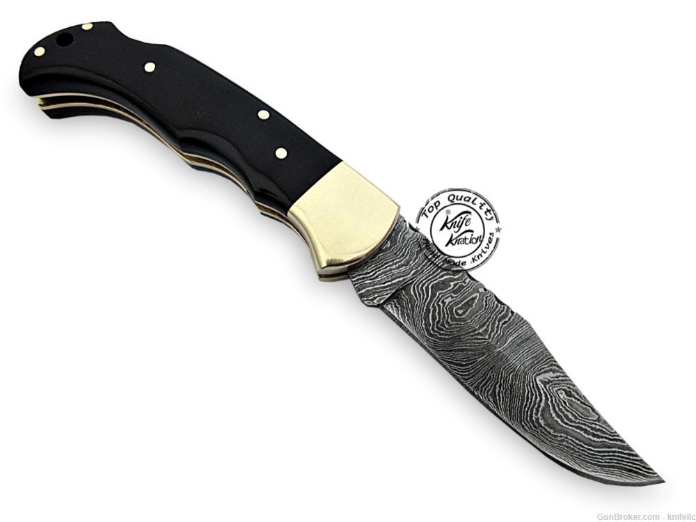 Buffalo Horn 6.5'' 100% Handmade Damascus Steel Folding Pocket Knife -img-2