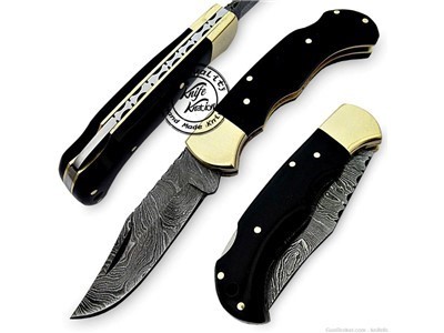 Buffalo Horn 6.5'' 100% Handmade Damascus Steel Folding Pocket Knife 