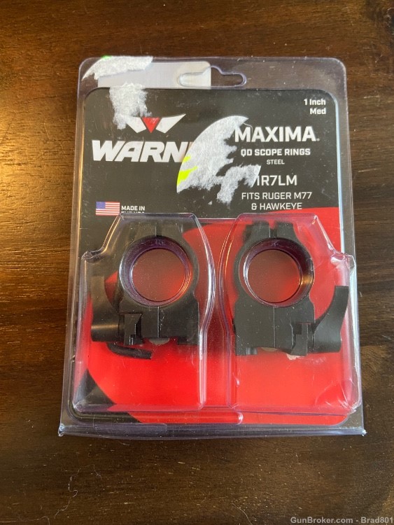 Warne maxima quick detach Ruger M77 1” rings -img-0