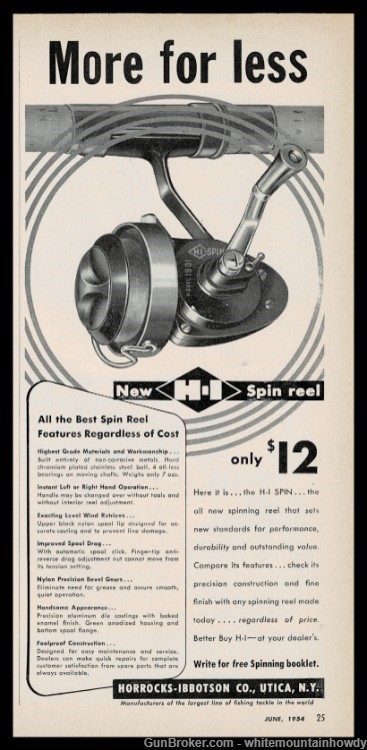 1954 HORROCKS IBBOTSON Spinning Reel Vintage Fishing PRINT AD-img-0