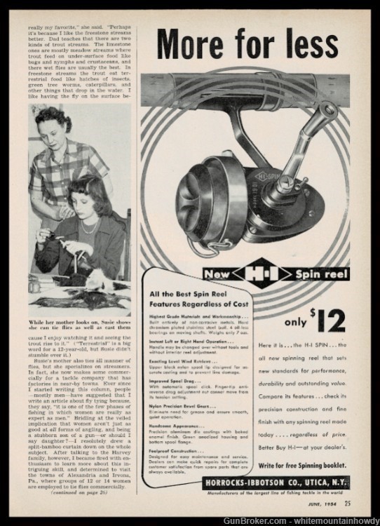 1954 HORROCKS IBBOTSON Spinning Reel Vintage Fishing PRINT AD-img-1