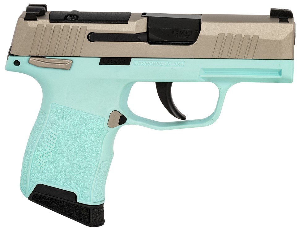 SIG P365 380ACP 3.1 10+1 X-RAY3 Sights Robins Egg Blue Frame Stainless Slid-img-1