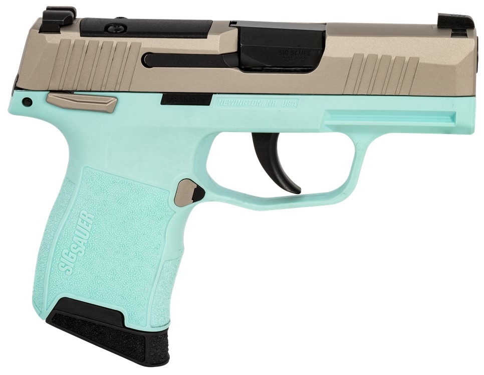 SIG P365 380ACP 3.1 10+1 X-RAY3 Sights Robins Egg Blue Frame Stainless Slid-img-0