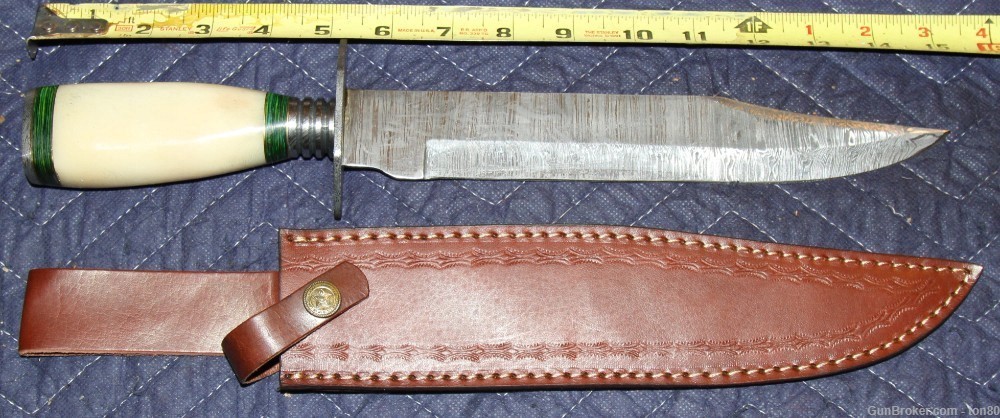 HANDMADE CUSTOM BOWIE KNIFE DAMASCUS STEEL 15.5 INCH-img-0