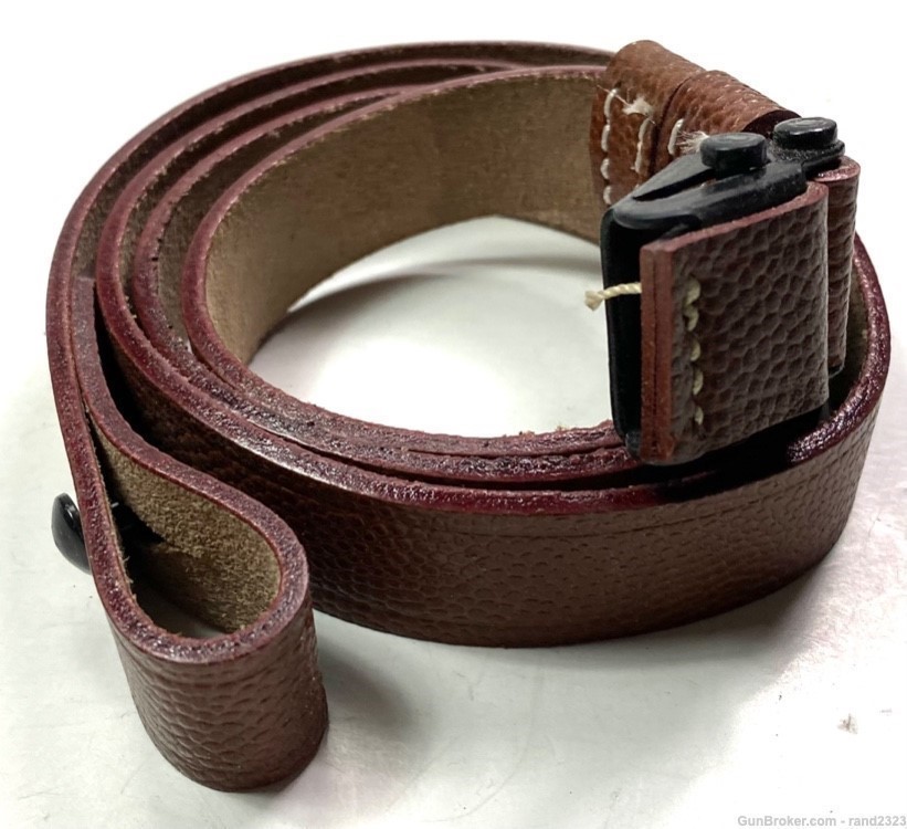 WWII GERMAN MP38 MP40 LEATHER CARRY SLING-BROWN PEBBLED-img-1