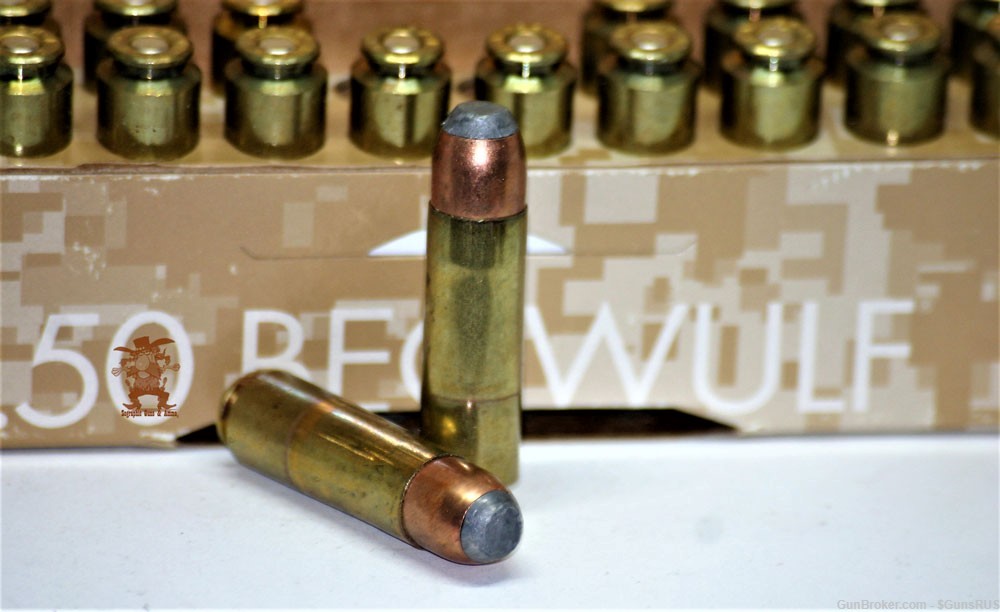 Alexander Arms .50 Beowulf 400 Grain Jacketed Flat-Point HAWK 20 Round Box-img-2
