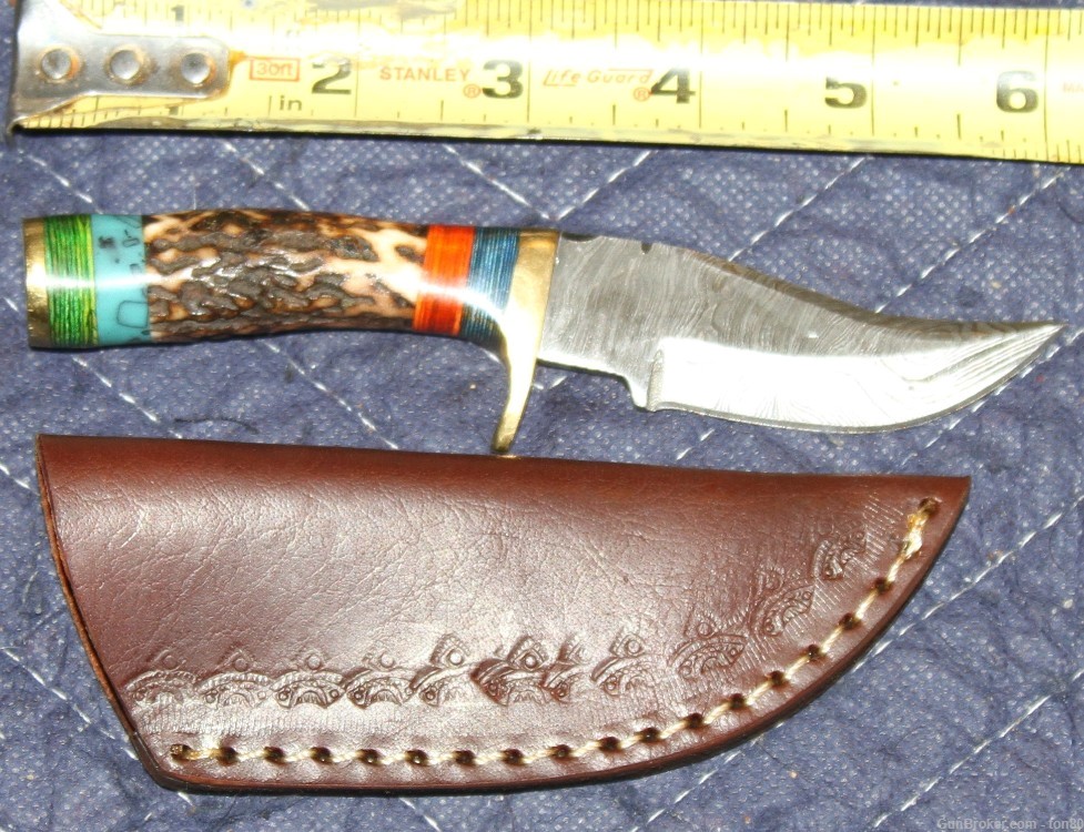 HANDMADE CUSTOM DAMASCUS 6 INCH KNIFE  STAG HANDLE #601-img-0