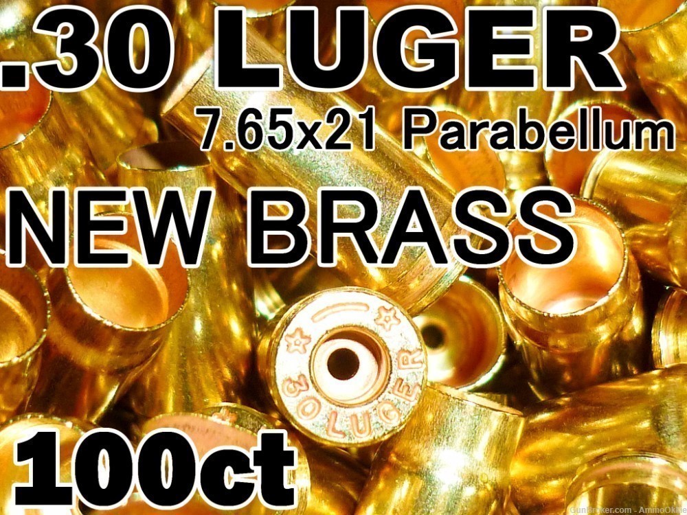 100ct - NEW BRASS CASINGS - .30 LUGER - Starline - P.08 - 7.65x21-img-0