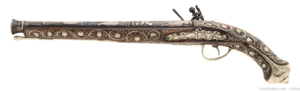 Beautiful Ottoman Style Silver Inlaid Pistol (AH6184)-img-2