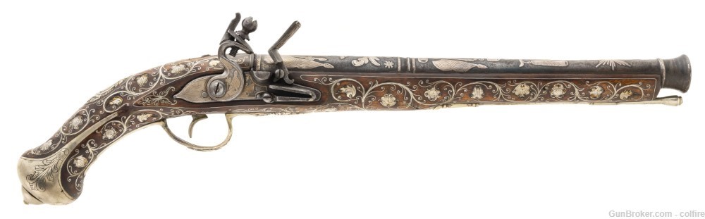 Beautiful Ottoman Style Silver Inlaid Pistol (AH6184)-img-0