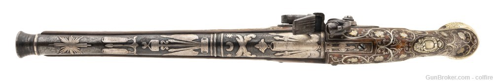 Beautiful Ottoman Style Silver Inlaid Pistol (AH6184)-img-4
