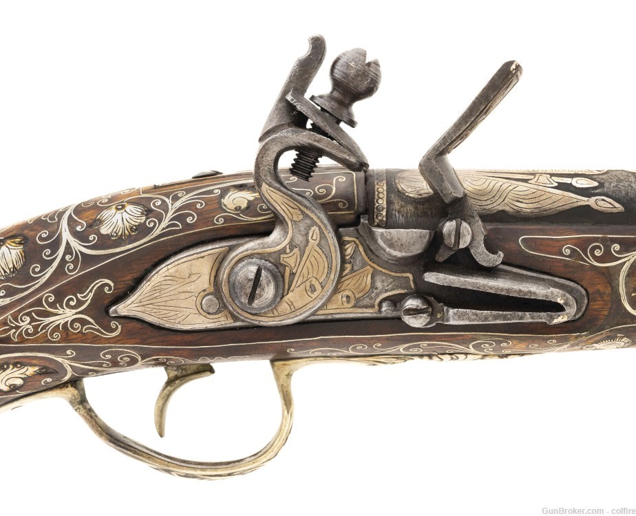 Beautiful Ottoman Style Silver Inlaid Pistol (AH6184)-img-1