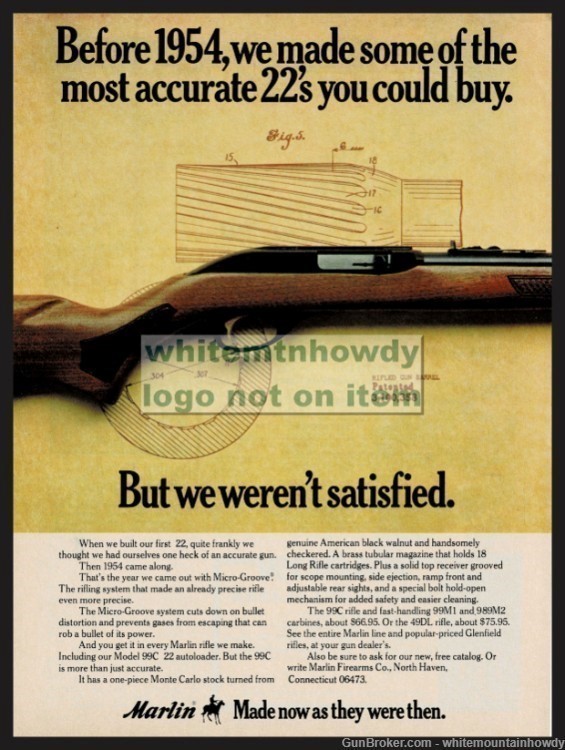 1976 MARLIN 99C Autoloader .22 Rifle PRINT AD also appeared in 1975-img-0