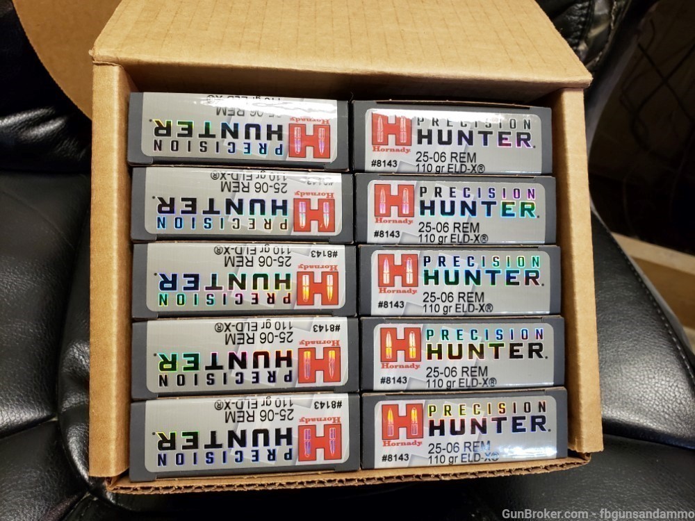 IN STOCK! NEW 200 ROUNDS HORNADY 25-06 REMINGTON ELD-X PRECISION HUNTER 110-img-1