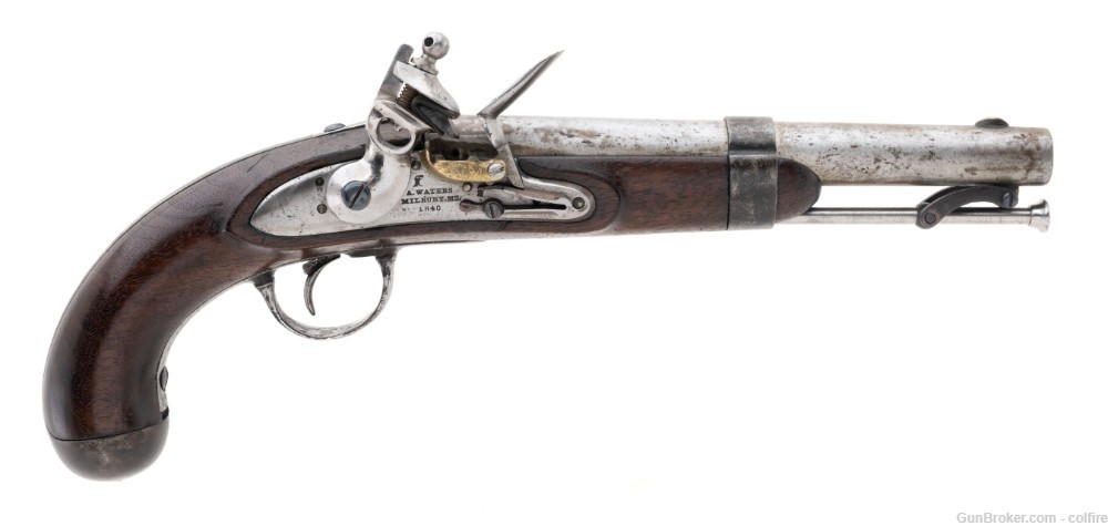 U.S. Model 1836 flintlock pistol by A. Waters .54 caliber (AH8421)-img-0