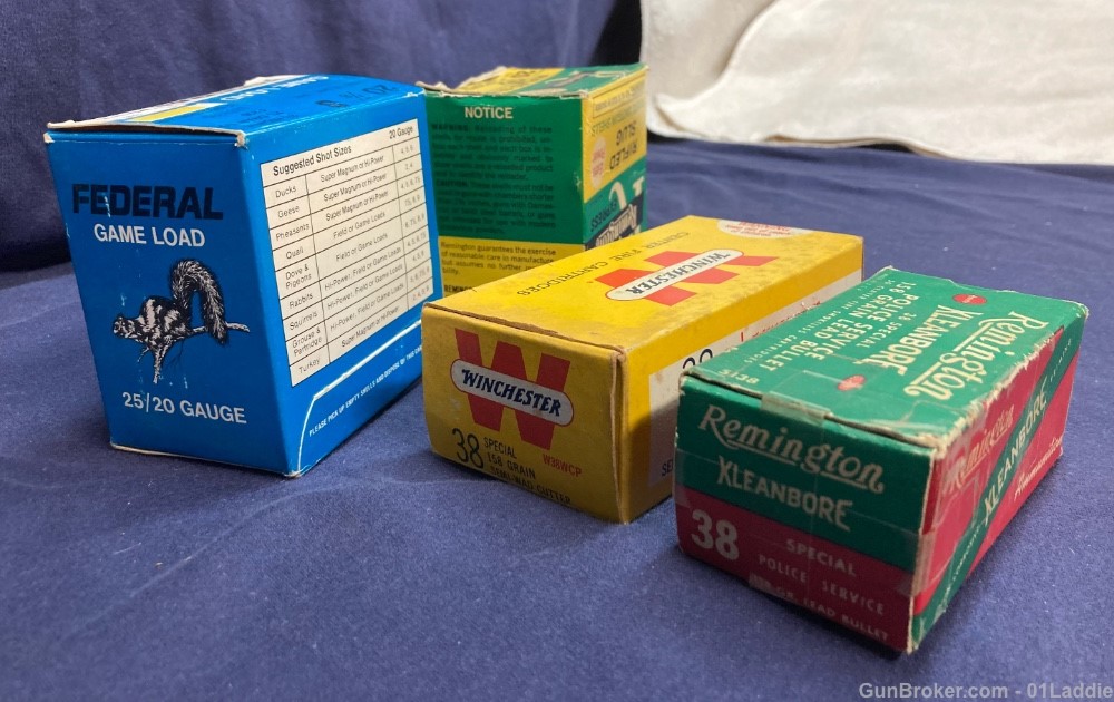 Four Vintage Empty Ammo Boxes, 38 Police, 38 Special, 20Ga-img-4