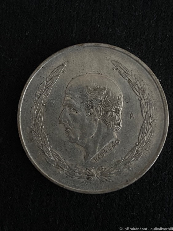 Beautiful Vintage 1953 Mexico Cinco Pesos 27.78 Grams 72% Silver Coin-img-2