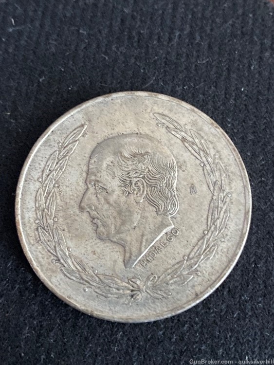 Beautiful Vintage 1953 Mexico Cinco Pesos 27.78 Grams 72% Silver Coin-img-0