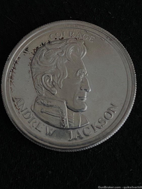 Vintage 1976 Andrew Jackson 240 grain 1/2 Troy Ounce Proof Silver Round -img-2