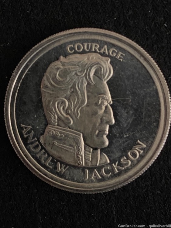 Vintage 1976 Andrew Jackson 240 grain 1/2 Troy Ounce Proof Silver Round -img-0