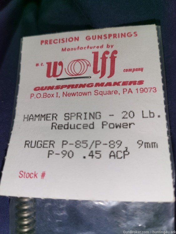 Wolff Hammer SPRING 20lb reduced power Ruger p-85/89 9mm-img-1