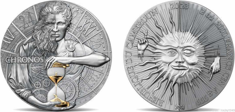 2023 - Cameroon -CHRONOS, Dual Essence - 2oz .999 silver coin-img-3
