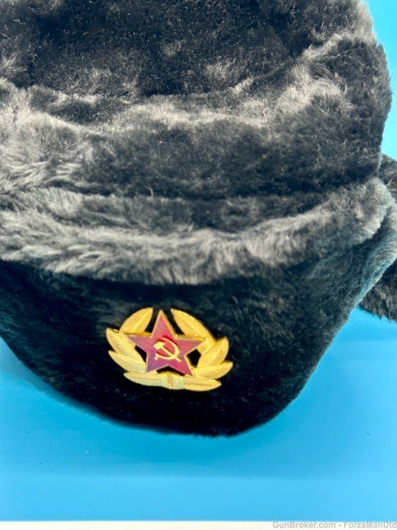 Russian Soviet Army Fur Military Cossack - Black Ear Flap Hat-img-3