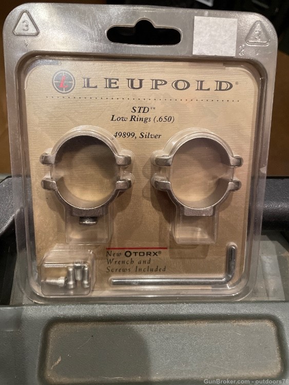 FREE SHIP! New Old Stock. Leupold standard scope rings 1” Low, Silver 49899-img-0