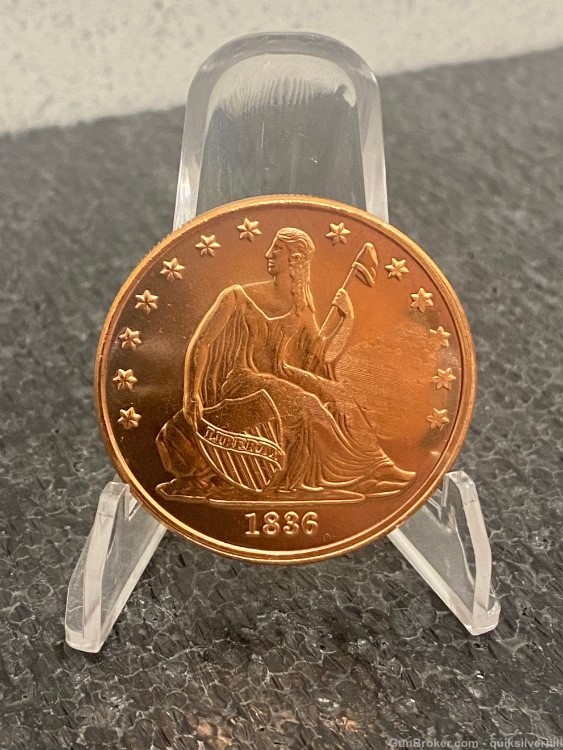 Beautiful Seated Liberty Tribute 1 Ounce Copper Coin-img-0