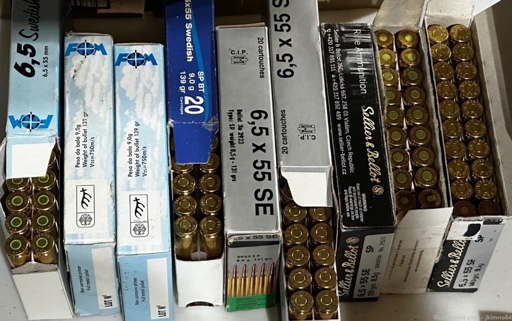 180 rounds of new old stock 6.5x55 Swedish 6.5 Swede brass cased rifle ammo-img-3