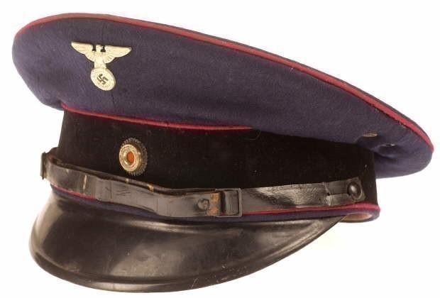 GERMAN WWII FIRE POLICE VISOR CAP NICE MAKER MARK EXCELLENT (PRE-1945)-img-0