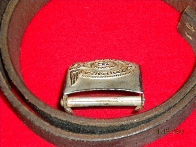 GERMAN WWII SS COMBAT BELT & BUCKLE PRE-1945 RZM 36/42 SS (RARE)-img-13