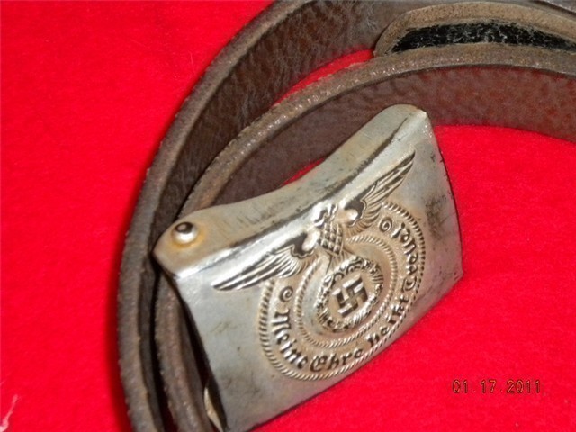 GERMAN WWII SS COMBAT BELT & BUCKLE PRE-1945 RZM 36/42 SS (RARE)-img-12